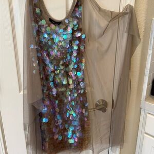 BCBGMaxAzria Sequin Sheer Mini Dress Size S
